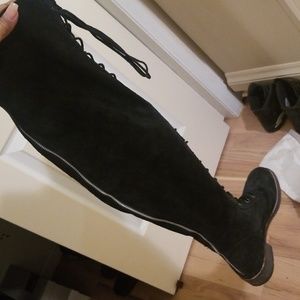 Free people over the knee suede boots.